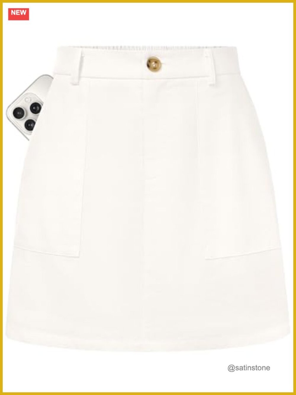 Linen Blend High Waist Skort with Shorts Pockets A-Line